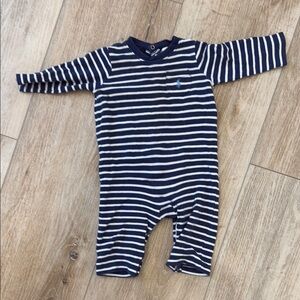 Ralph Lauren Striped Baby Onesie - Navy and White